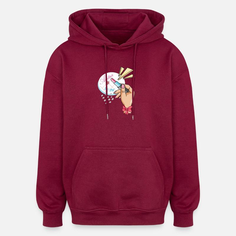 Abitur 2026 - Sweat à capuche oversize unisexe - bordeaux