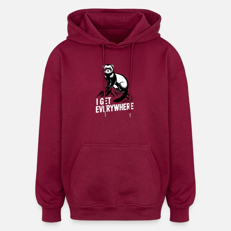 Furet, je me trouve partout - Sweat à capuche oversize unisexe - bordeaux