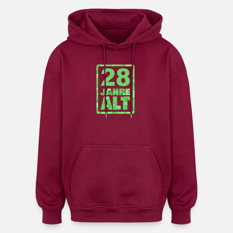 Old 28 - Sweat à capuche oversize unisexe - bordeaux