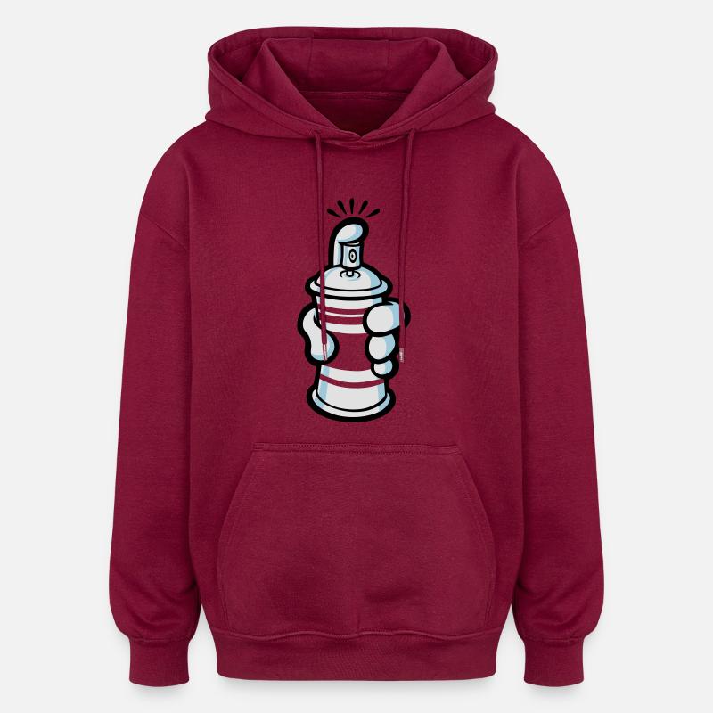 peinture Cartoon pulvérisation - Sweat à capuche oversize unisexe - bordeaux