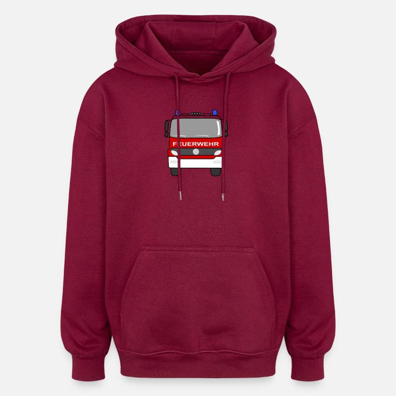 Fire Engine - Oversized Unisex Hoodie - burgundy