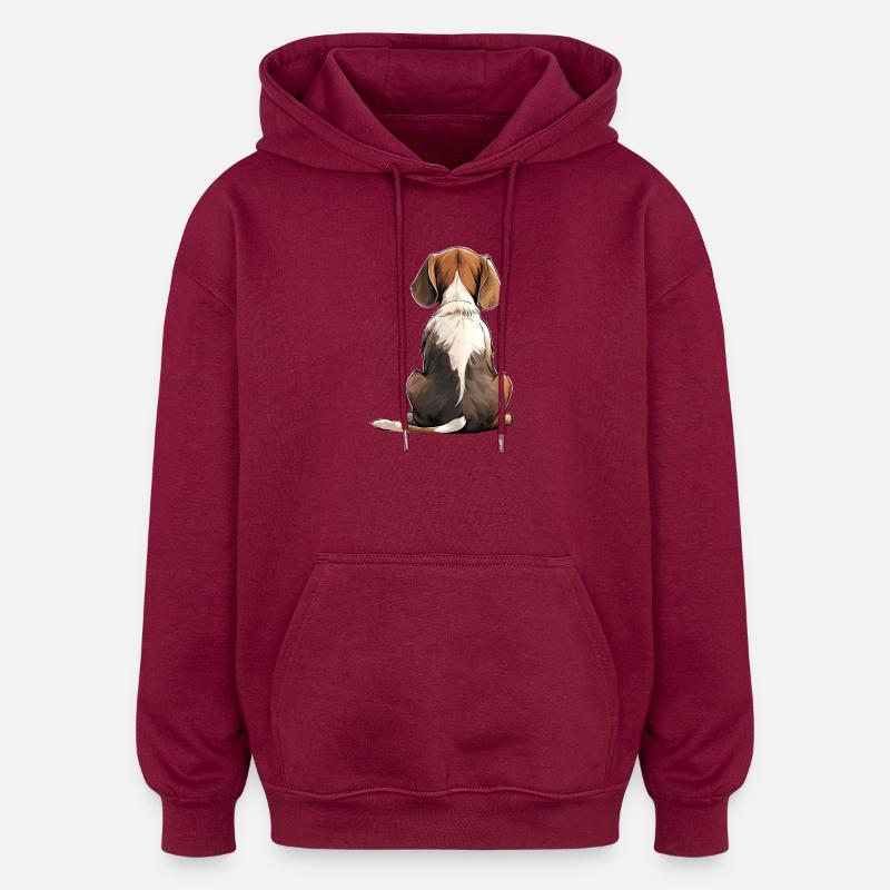 Beagle - Sweat à capuche oversize unisexe - bordeaux