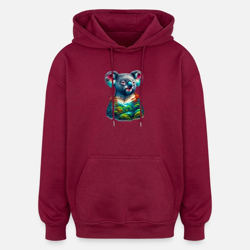 Koala - Sweat à capuche oversize unisexe - bordeaux