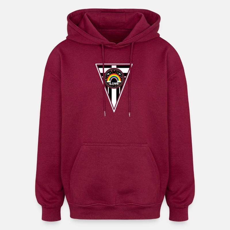 Regenbogen Love Peace Design - Oversized Unisex Hoodie - Burgunderrot