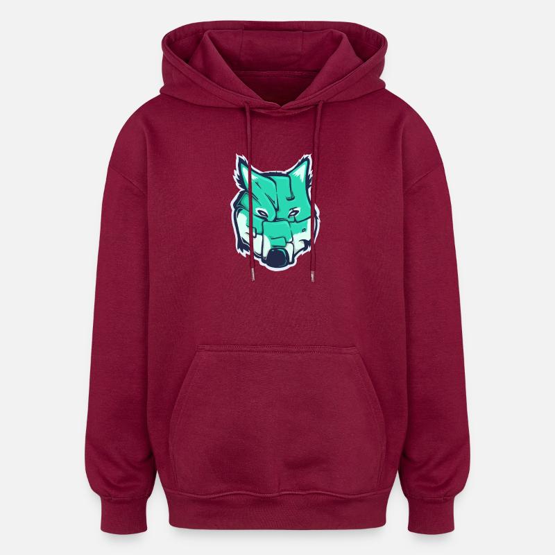 Wolf-Schaf, ein gezogenes Wort - Oversized Unisex Hoodie - Burgunderrot