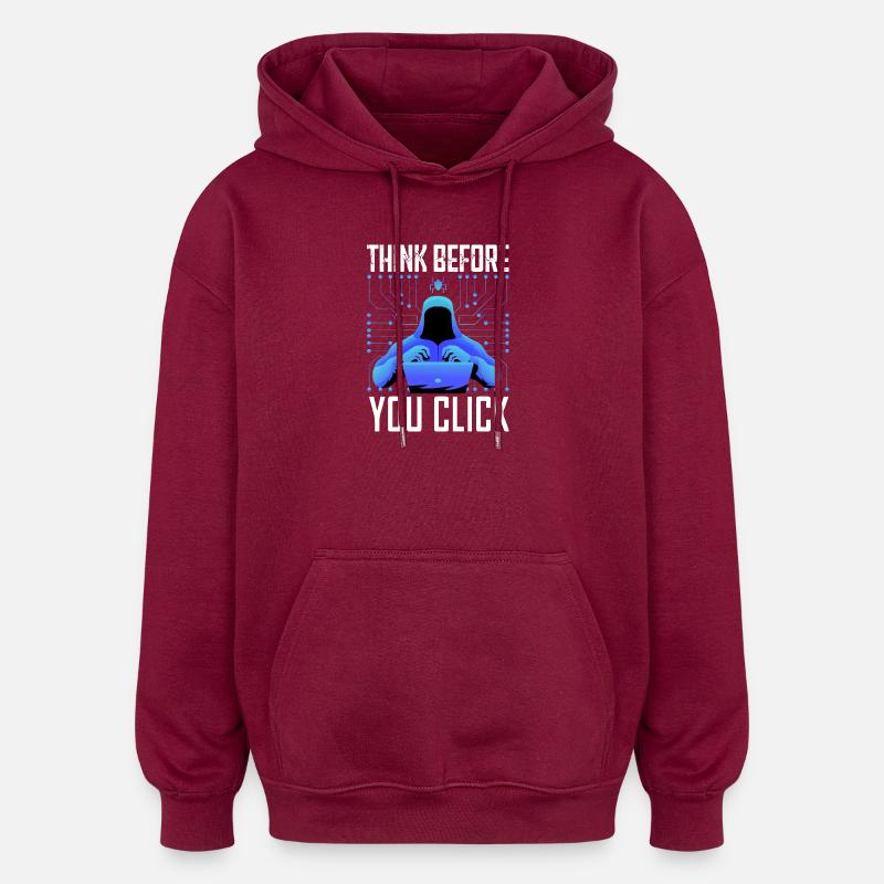 Hacker-Hacker-Hacker-Programmierer Linux Cybersicherheitsdaten - Oversized Unisex Hoodie - Burgunderrot
