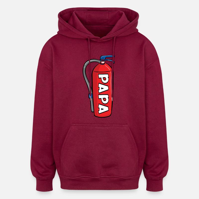 Annonceur du bébé - Papa pompier - Sweat à capuche oversize unisexe - bordeaux