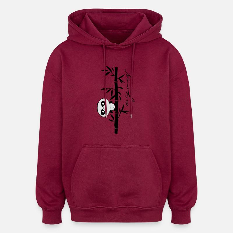 be yourself (panda) - Sweat à capuche oversize unisexe - bordeaux