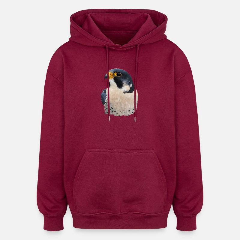 Wanderfalke - Oversized Unisex Hoodie - Burgunderrot