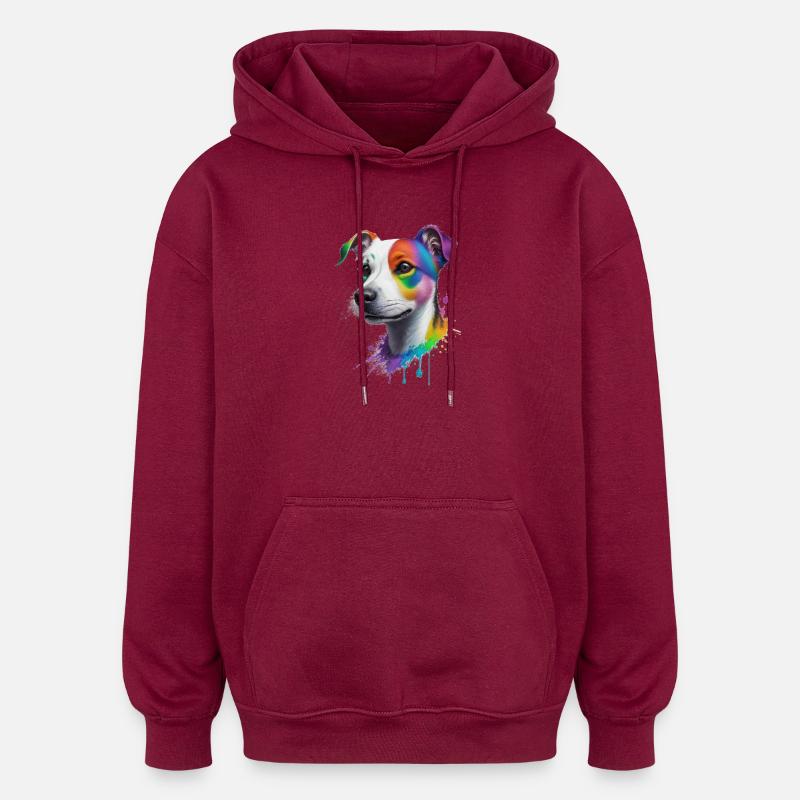 Jack Russel Terrier - Oversized Unisex Hoodie - Burgunderrot