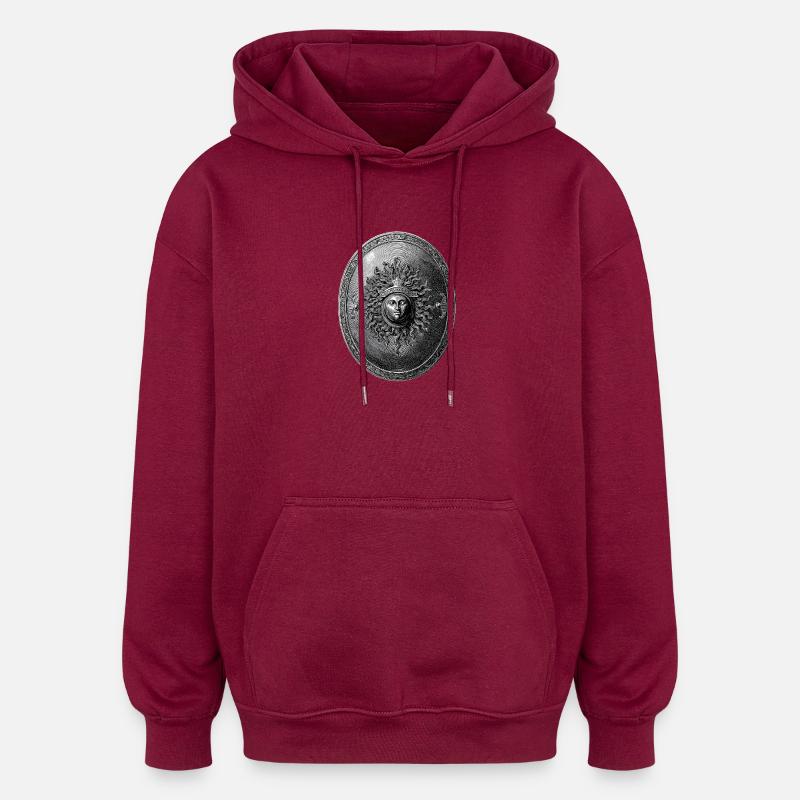 Bouclier antique – Gravure classique - Sweat à capuche oversize unisexe - bordeaux