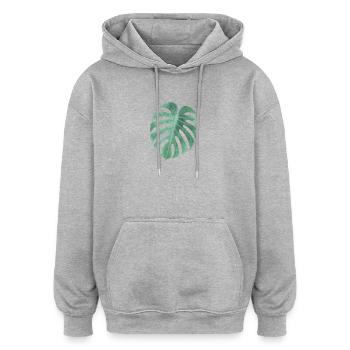T-shirt Monstera Leaves – Style Jungle Urbaine - Sweat à capuche oversize unisexe - bordeaux - Devant - Noah (186cm)