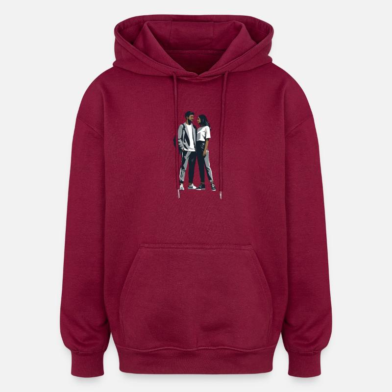 Couple d’amoureux - Logo Cool Silhouette - Sweat à capuche oversize unisexe - bordeaux