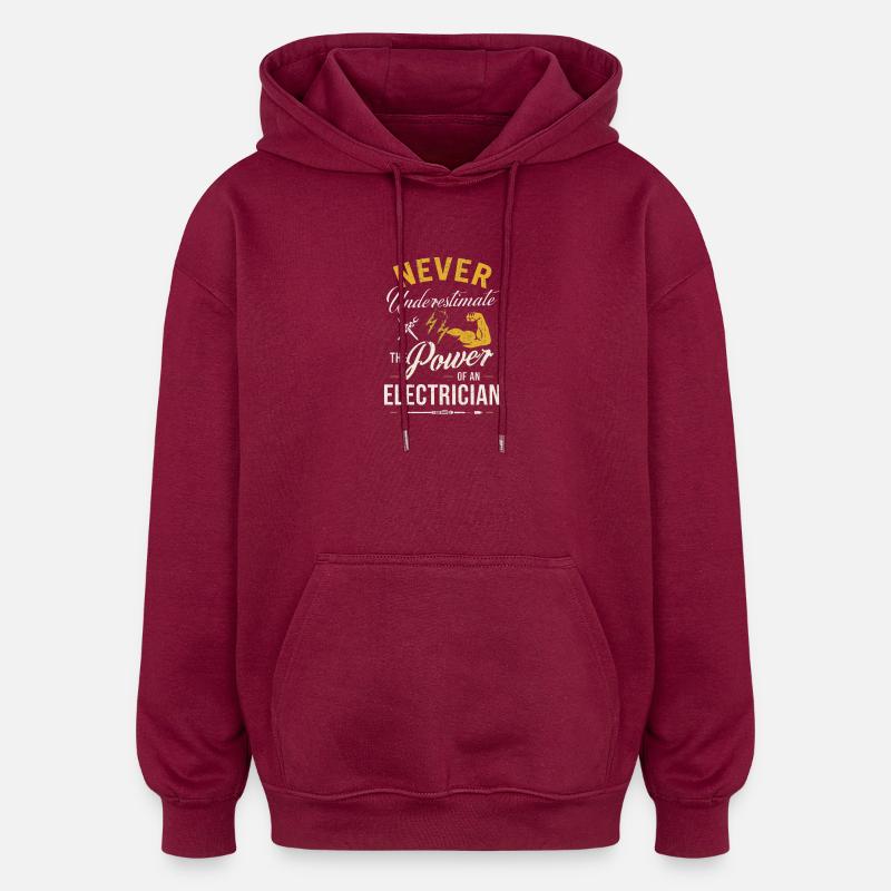 Puissance d'un électricien - Sweat à capuche oversize unisexe - bordeaux