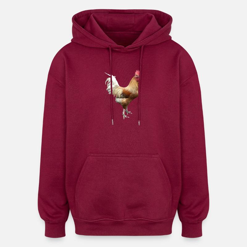 Hahn - Oversized Unisex Hoodie - Burgunderrot