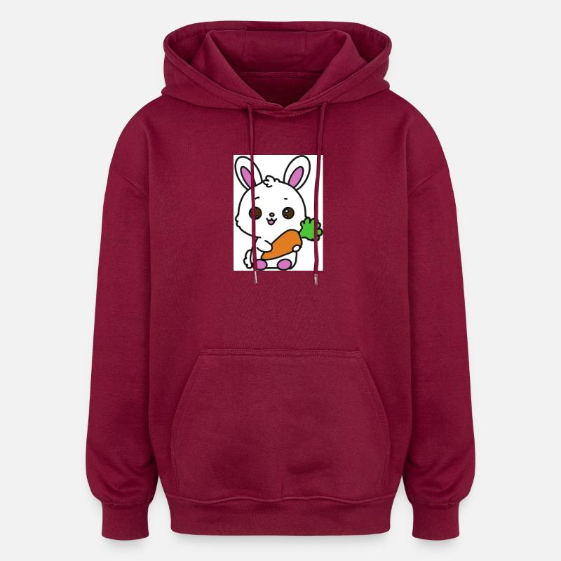 Lapin kawaï - Sweat à capuche oversize unisexe - bordeaux