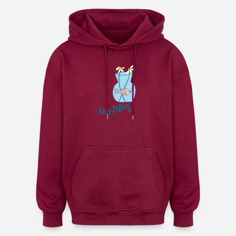 fisch im glas happy - Oversized Unisex Hoodie - Burgunderrot
