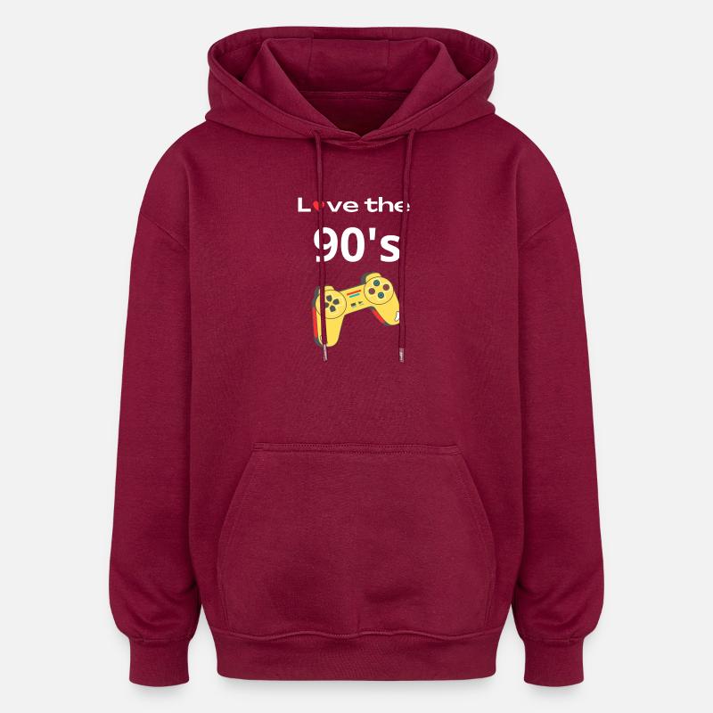 Love the 90s Retro Controller - Sweat à capuche oversize unisexe - bordeaux