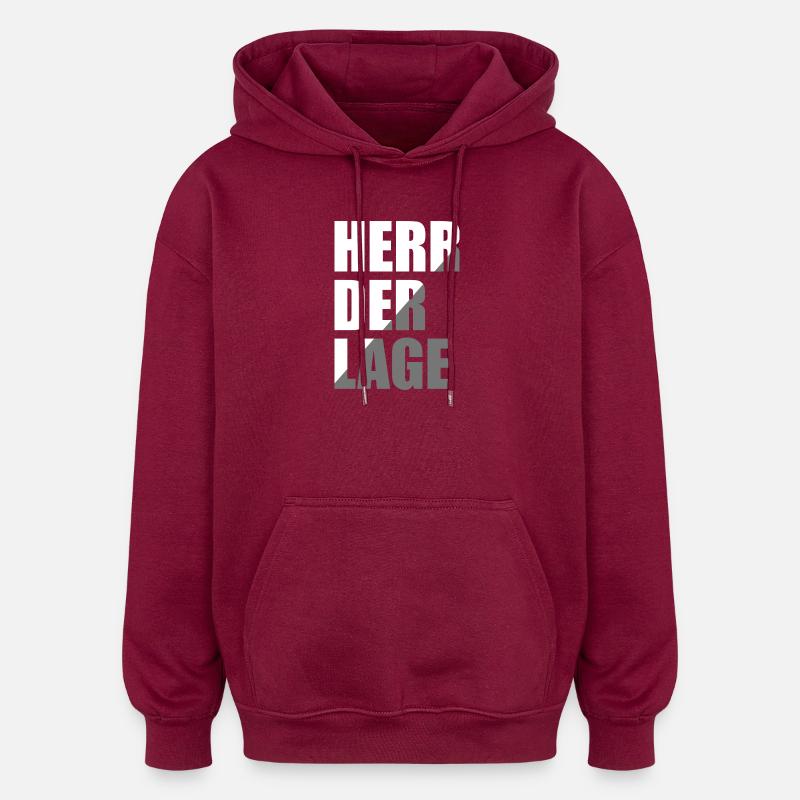 Herr der Lage - Oversized Unisex Hoodie - Burgunderrot