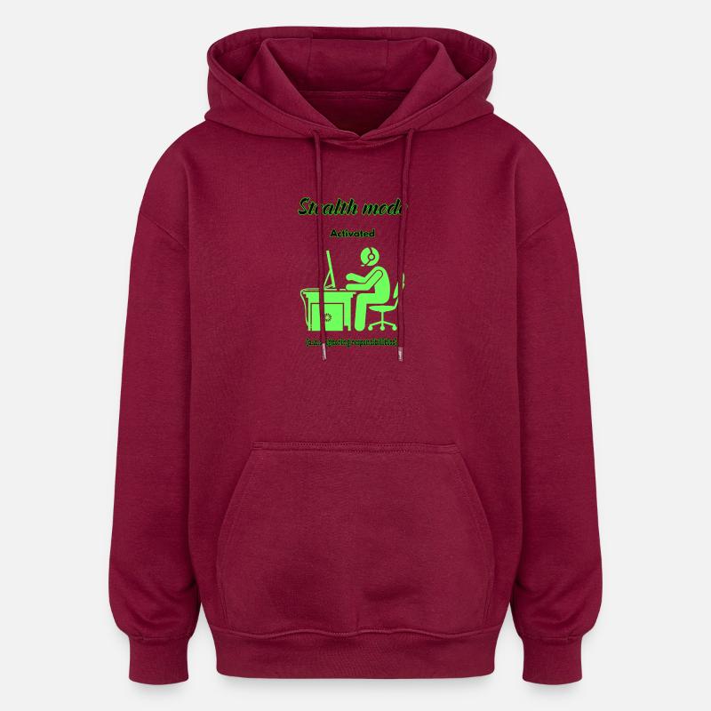 Stealth Mode Active - Oversized Unisex Hoodie - burgundy