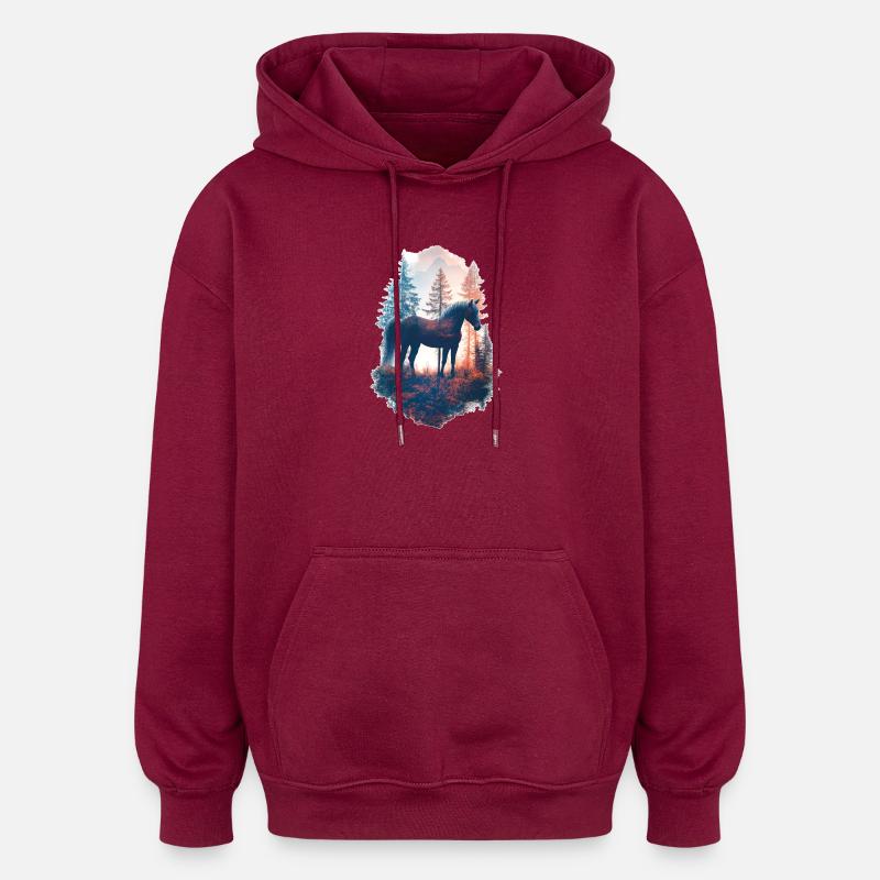 Cheval - Sweat à capuche oversize unisexe - bordeaux