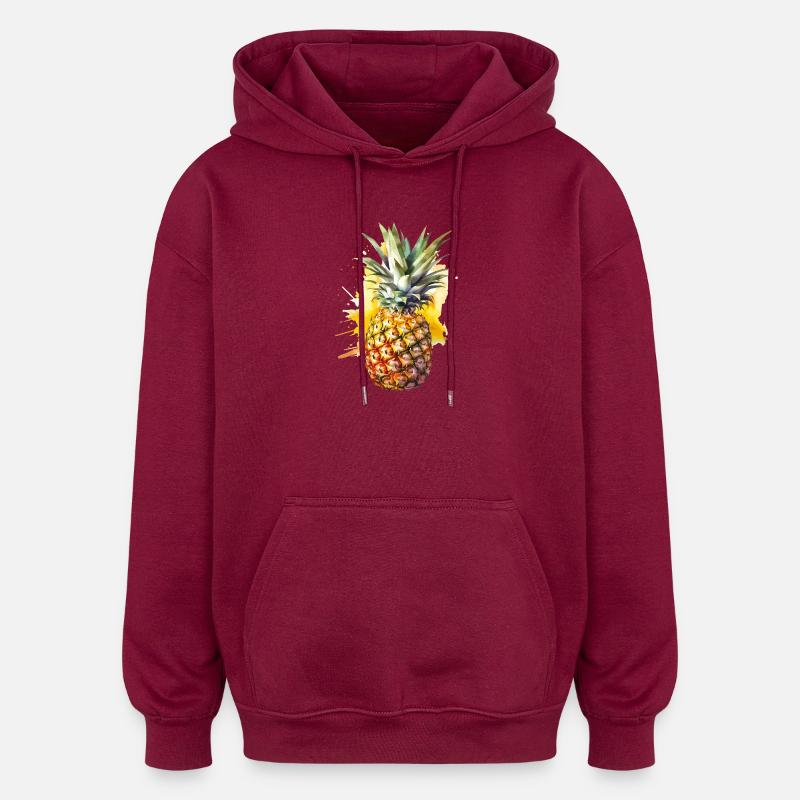 Éclaboussure d’aquarelle à l’ananas - Sweat à capuche oversize unisexe - bordeaux