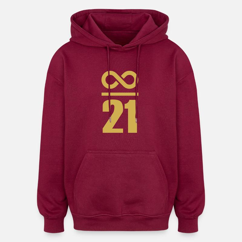 Infinite by 21 million Bitcoin - Oversized Unisex Hoodie - burgundy
