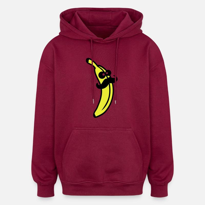 Sir Mustache Banana - Sweat à capuche oversize unisexe - bordeaux