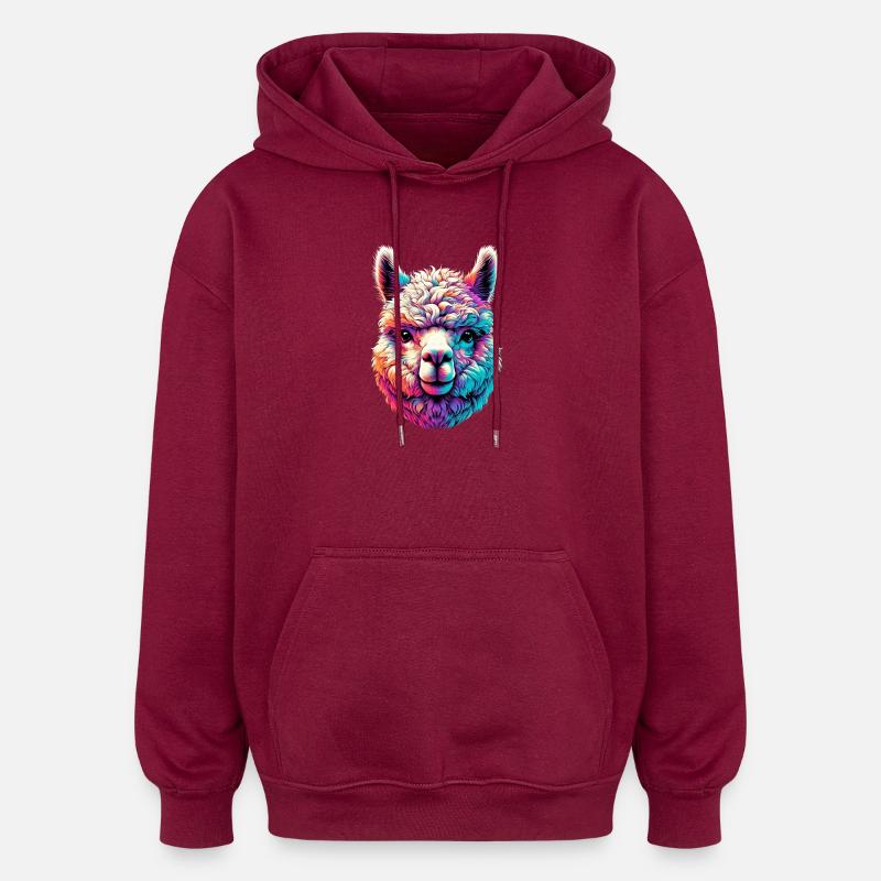 Alpaca - Oversized Unisex Hoodie - burgundy