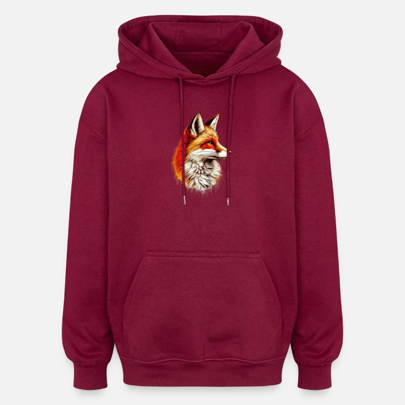 Fuchs - Oversized Unisex Hoodie - Burgunderrot