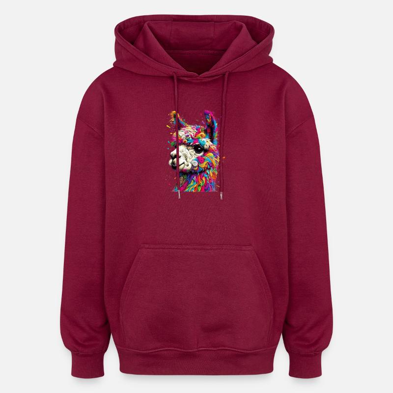 Alpaca - Oversized Unisex Hoodie - burgundy