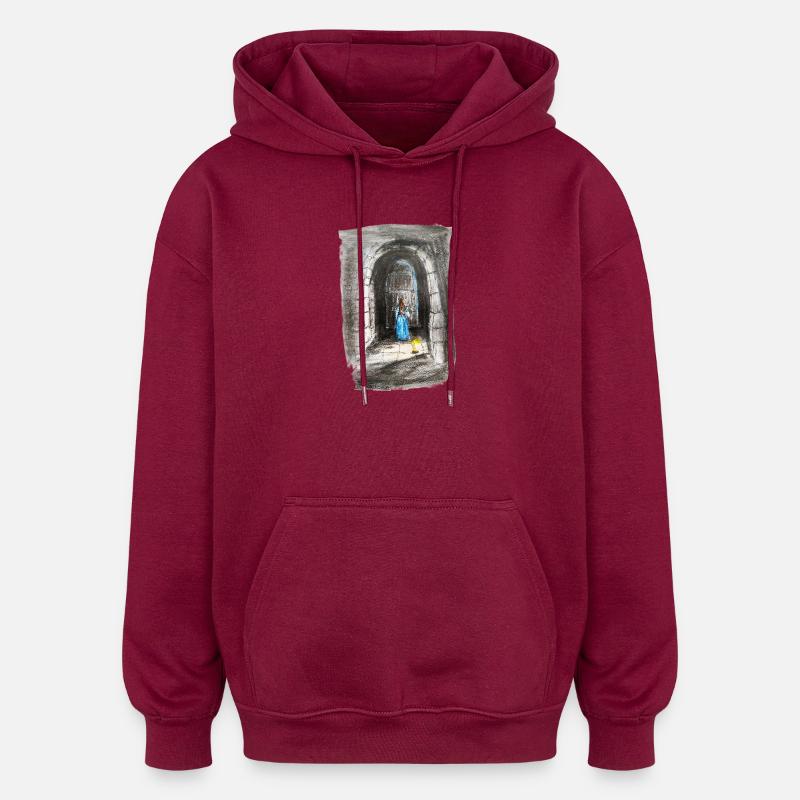 Torbogen-Maiden-Laternenlicht - Oversized Unisex Hoodie - Burgunderrot