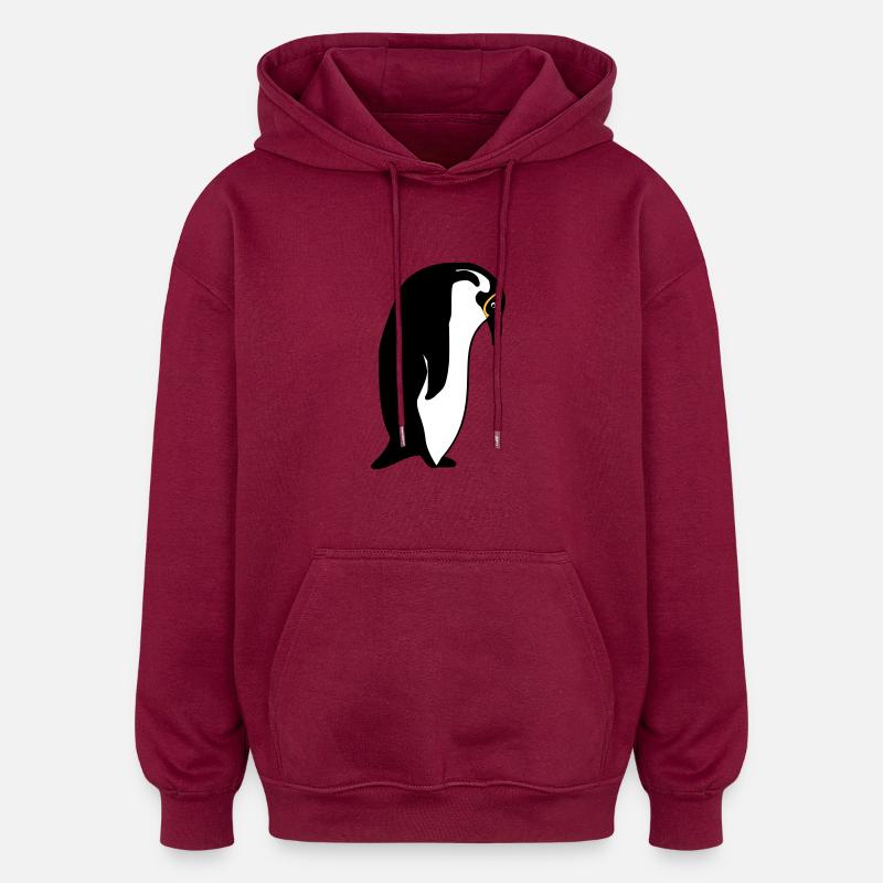 manchot - Sweat à capuche oversize unisexe - bordeaux