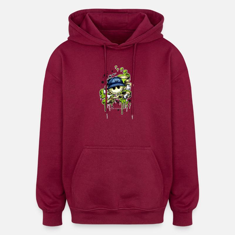 Freak & Happy - Sweat à capuche oversize unisexe - bordeaux