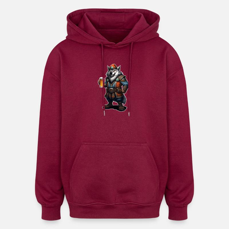 Bière de loup - Sweat à capuche oversize unisexe - bordeaux