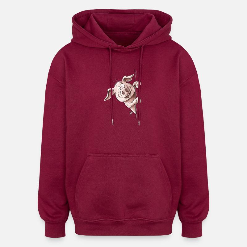 Droll Piggy Pig Pig Pig Pig - Sweat à capuche oversize unisexe - bordeaux
