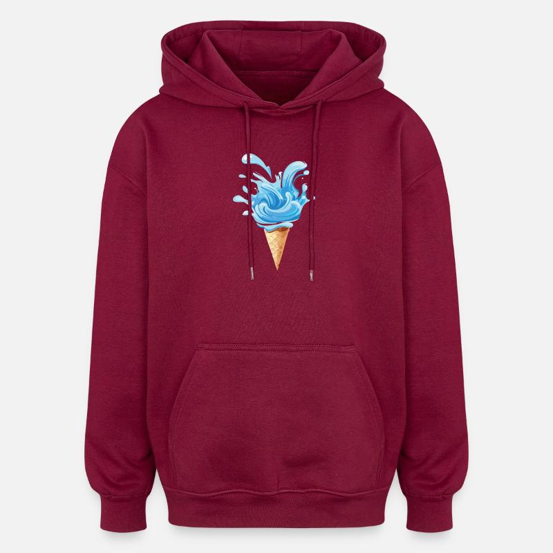 Eau gelée - Sweat à capuche oversize unisexe - bordeaux