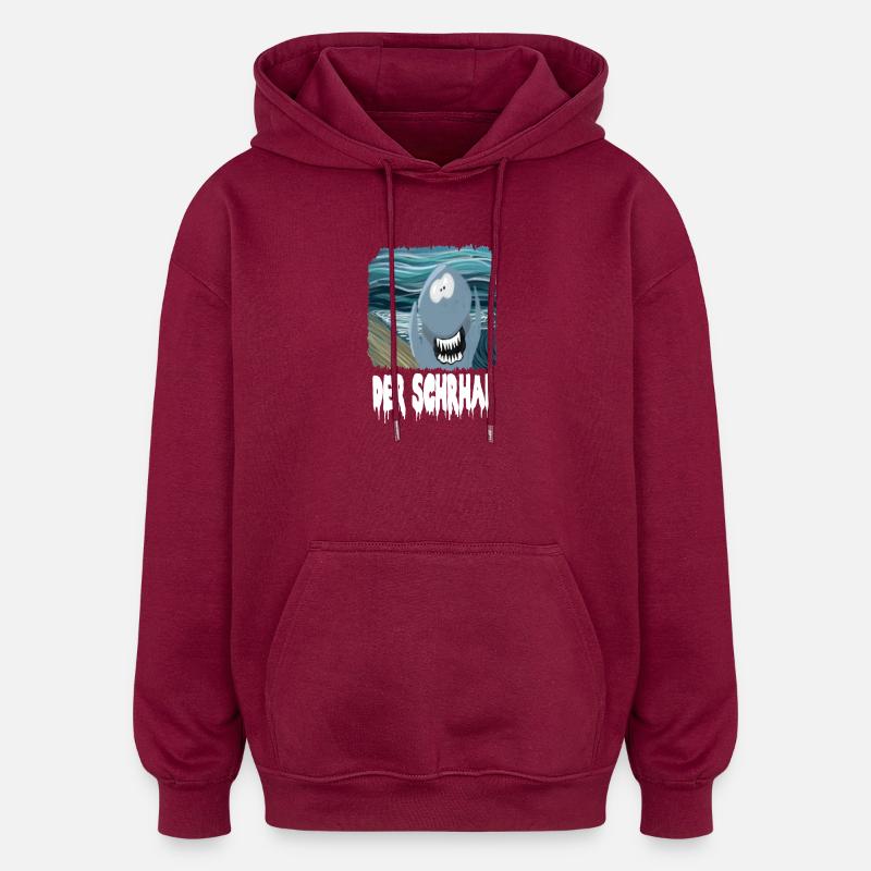 Der SchrHai - Oversized Unisex Hoodie - Burgunderrot