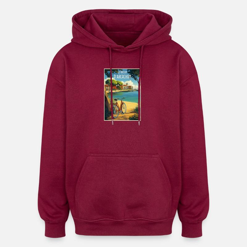 Reflet du Bassin d'Arcachon en Été - Sweat à capuche oversize unisexe - bordeaux