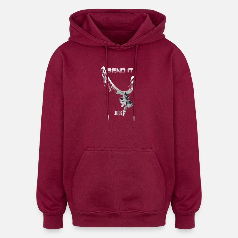 Send It Skeleton Dragon Grunge - Oversized Unisex Hoodie - burgundy