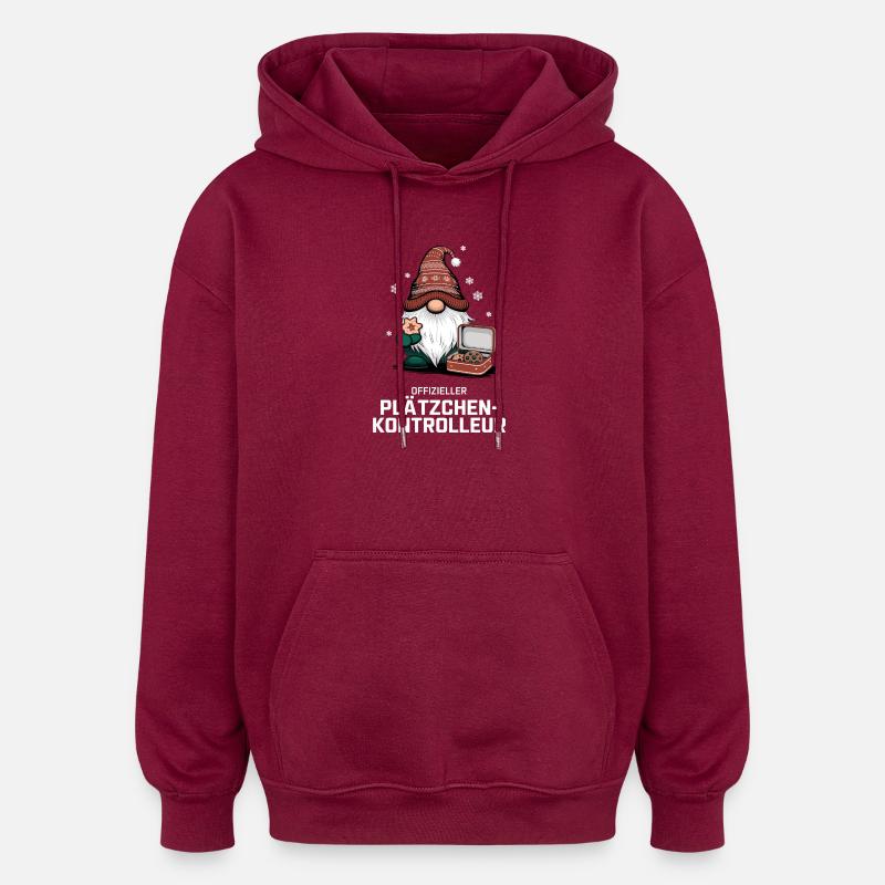 Official Cookie Inspector Gnome - Oversized Unisex Hoodie - burgundy