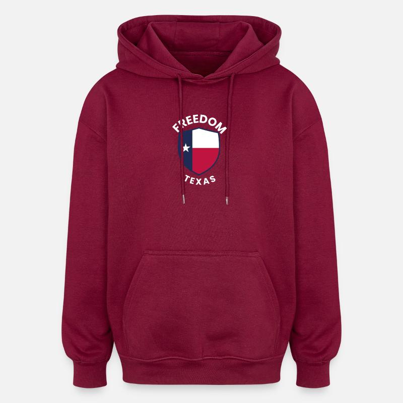 Bouclier de la Liberté du Texas - Sweat à capuche oversize unisexe - bordeaux