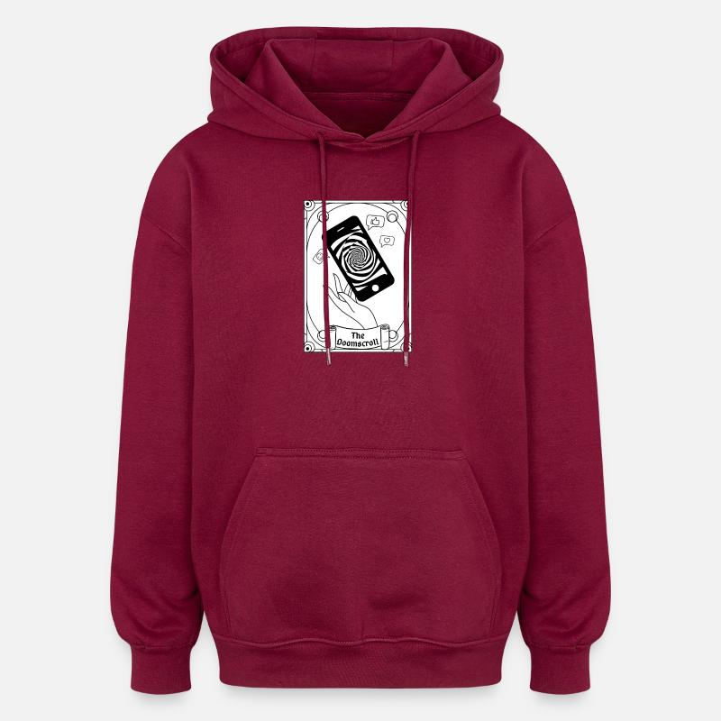 Doomscroll Brainrot Smartphone Tarot - Sweat à capuche oversize unisexe - bordeaux