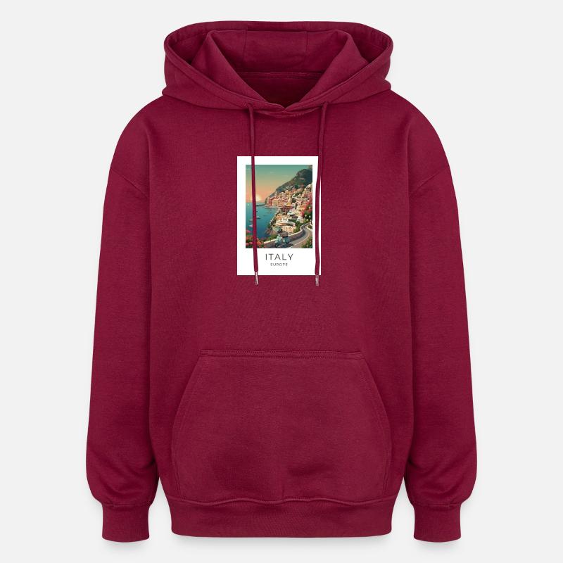 Italia Coastal Magic Motorcycle - Sweat à capuche oversize unisexe - bordeaux
