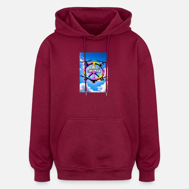 Anneau LED arc-en-ciel Peace Maker - Sweat à capuche oversize unisexe - bordeaux