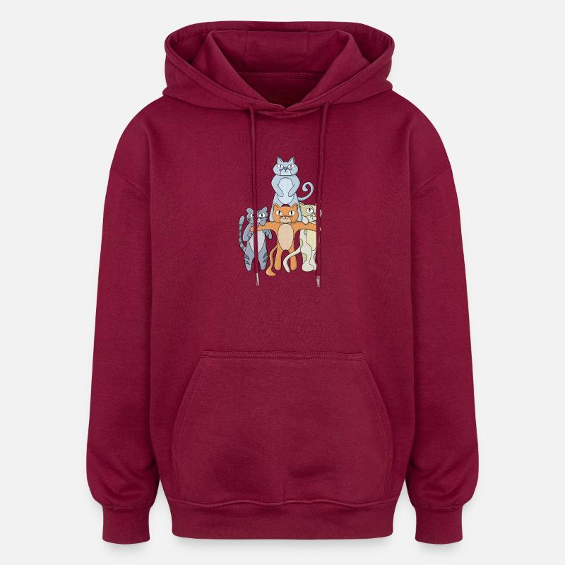 Die großartigen Katzen - Oversized Unisex Hoodie - Burgunderrot