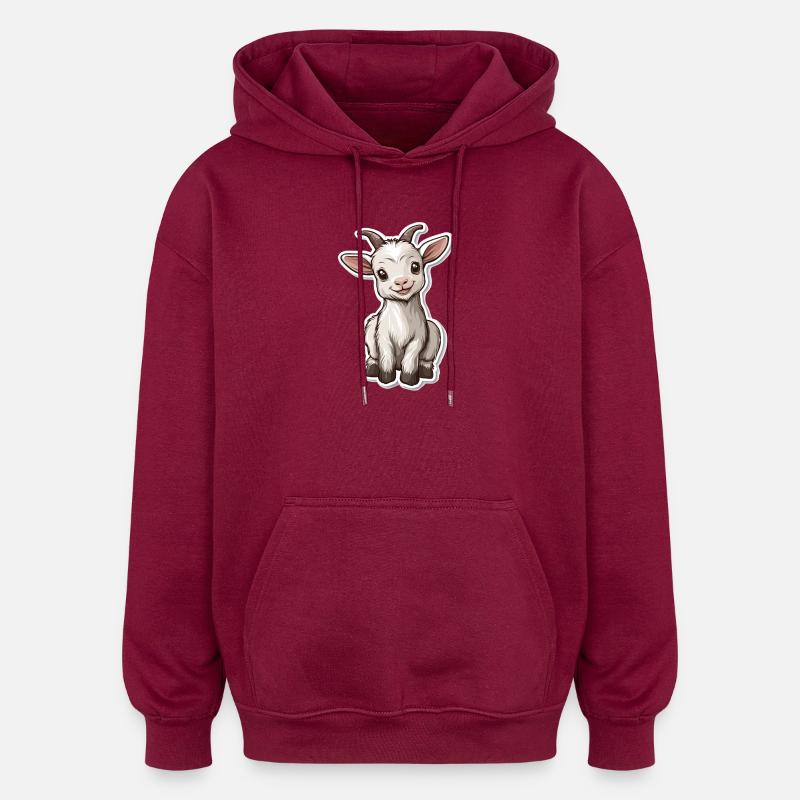 Chèvre - Sweat à capuche oversize unisexe - bordeaux