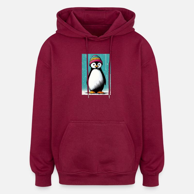 pingouin - Sweat à capuche oversize unisexe - bordeaux
