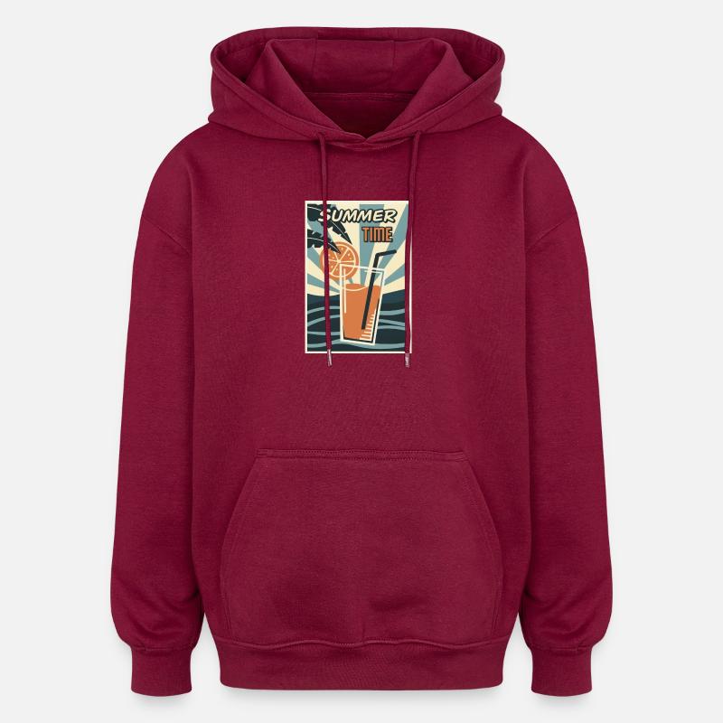 Boisson Orange d’été rétro - Sweat à capuche oversize unisexe - bordeaux