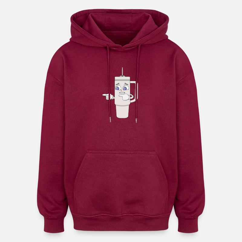 Besorgtes Shaker-Cup-Maskottchen - Oversized Unisex Hoodie - Burgunderrot